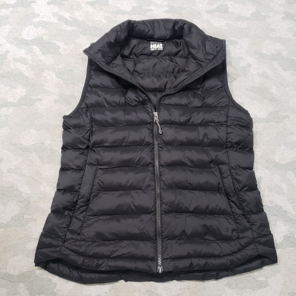 32 Degrees Heat Puffer Vest Women Medium Black Mock Neck Quilted Full Zip